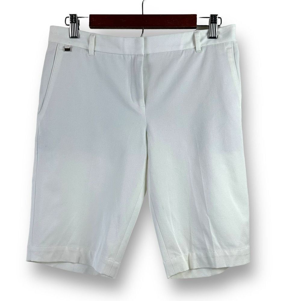 White House Black Market Women's Size 6 Dressy Bermuda Shorts‎ Classic White